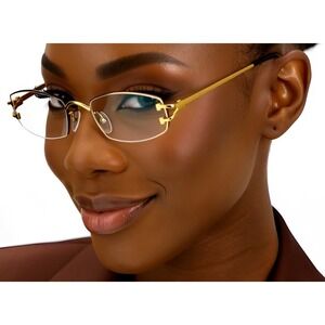Sophisticated Eye Glasses Narrow Tiny‎ Oval Rectangle Rimless Clear Lens Gafas